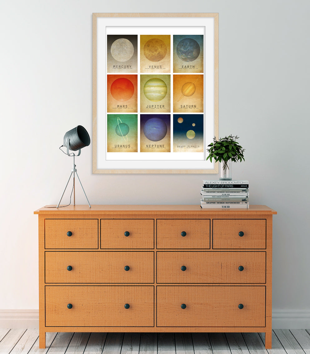 Solar System Art Print Mosaic of Planets for Astronomy Decor