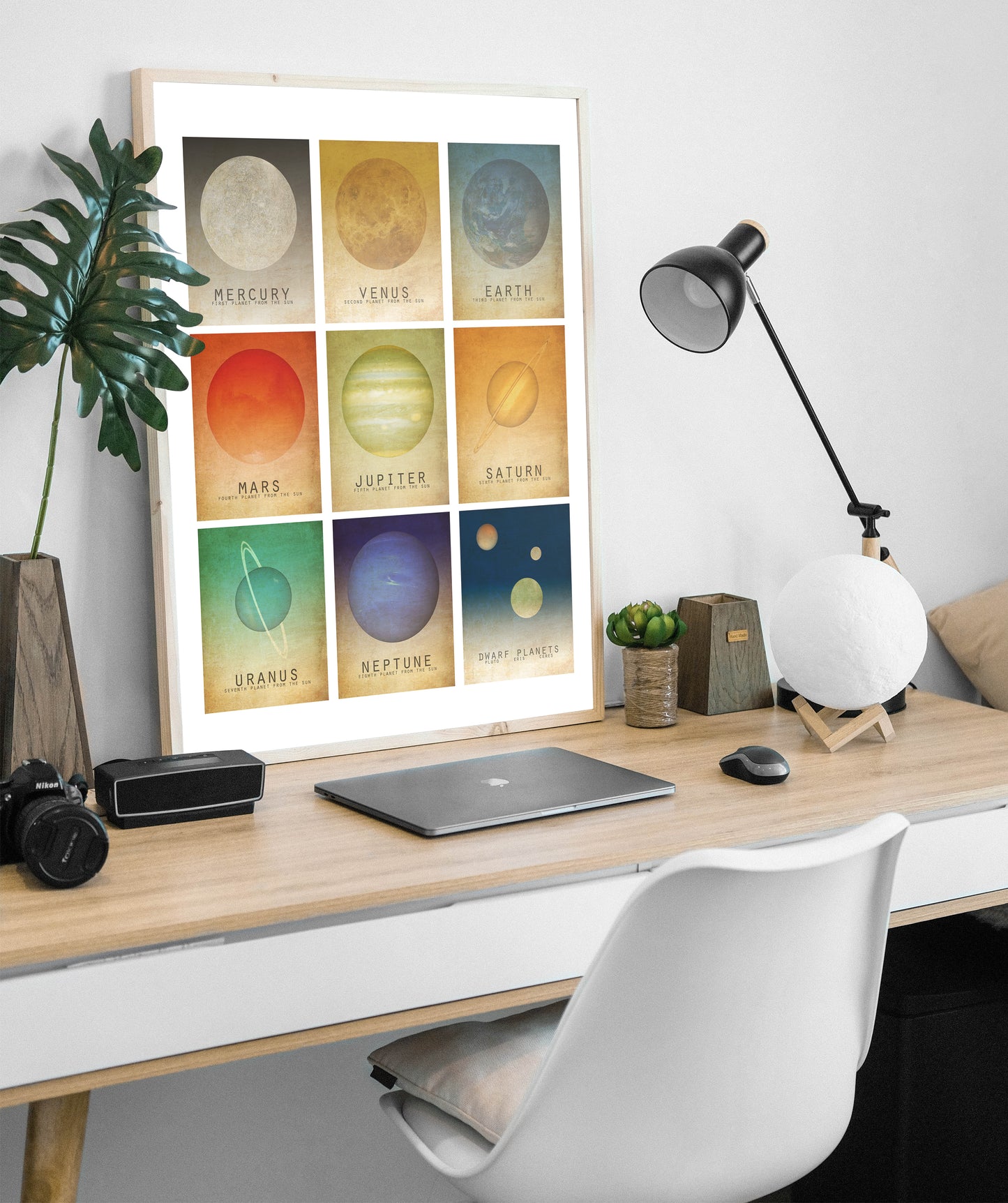 Solar System Art Print Mosaic of Planets for Astronomy Decor