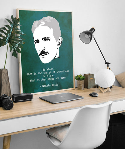 Nikola Tesla Introvert Quote Art Print, Inventor and Engineering Decor