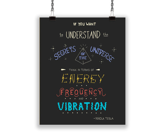 Secrets of the Universe, Nikola Tesla Quote Art Print