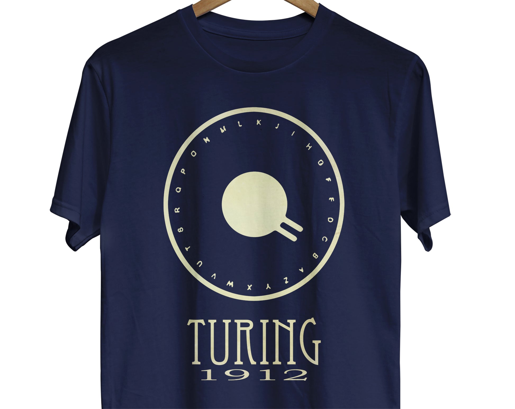 Alan Turing computer science shirt with a design representing his code breaking work
