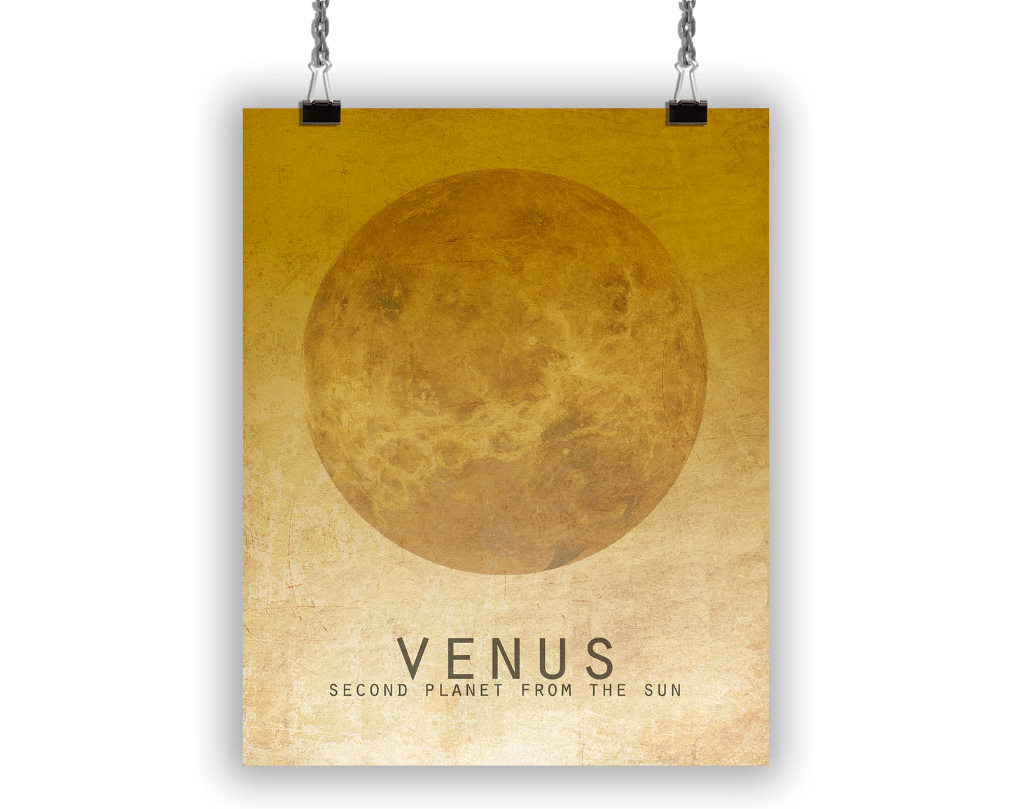 minimalist art print with image of the planet venus in yellow tones