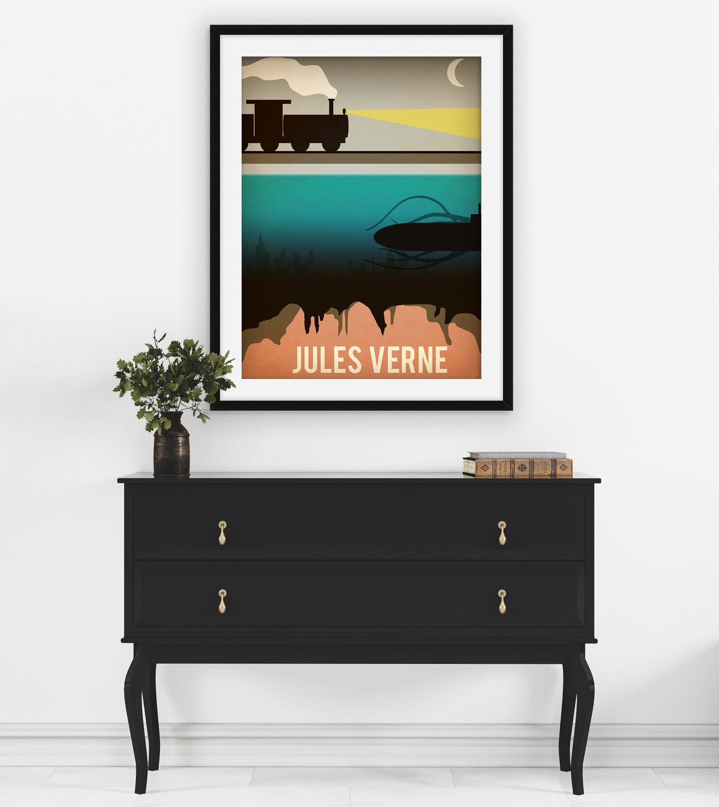 Jules Verne Author Art Print, Library Decor and Bookworm Gift