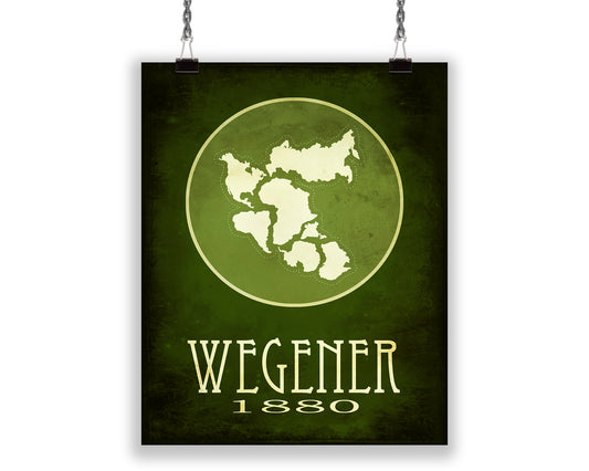 Alfred Wegener Pangea Art Print, Geology and Earth Science Decor