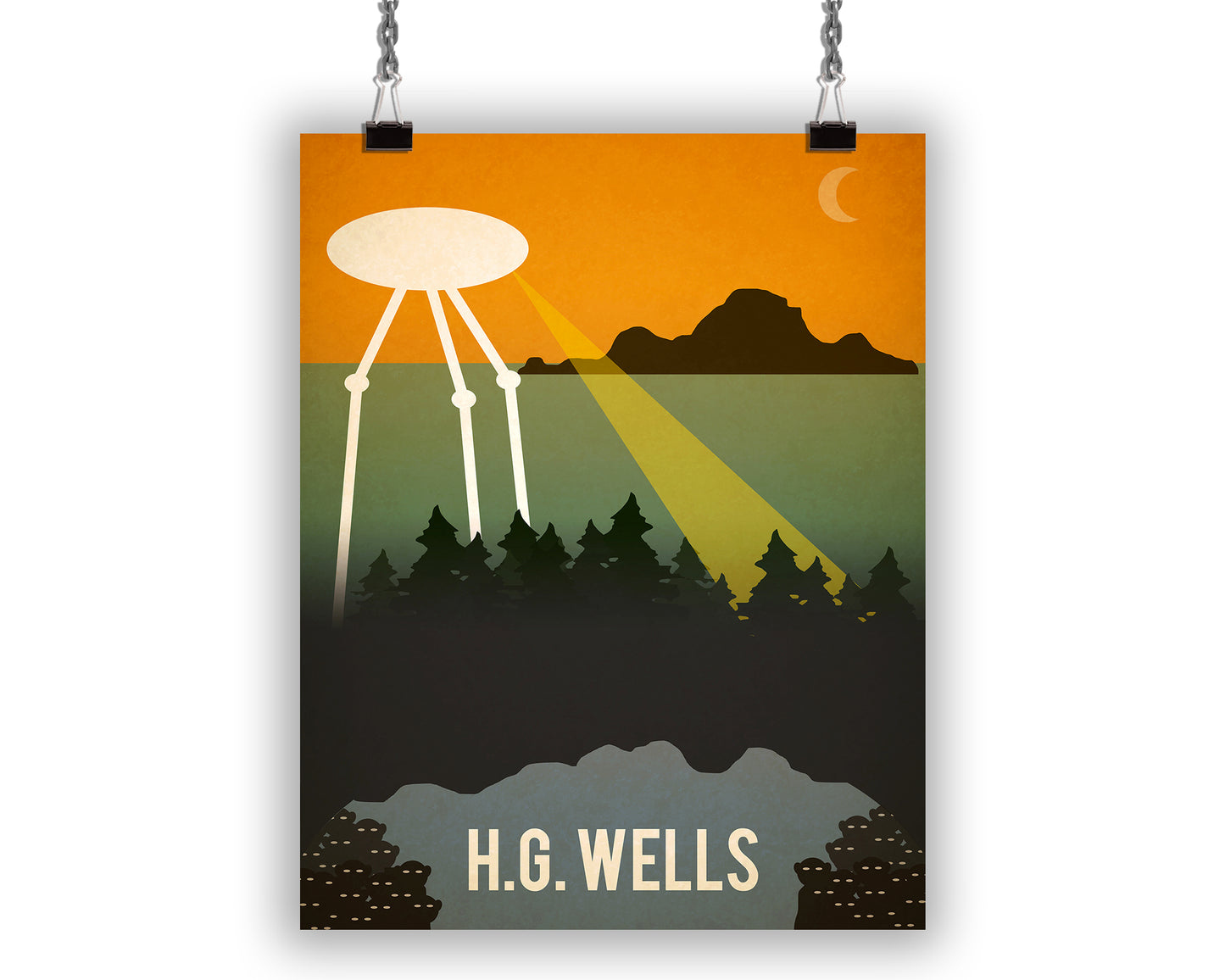 HG Wells Art Print for science fiction fans and book lovers