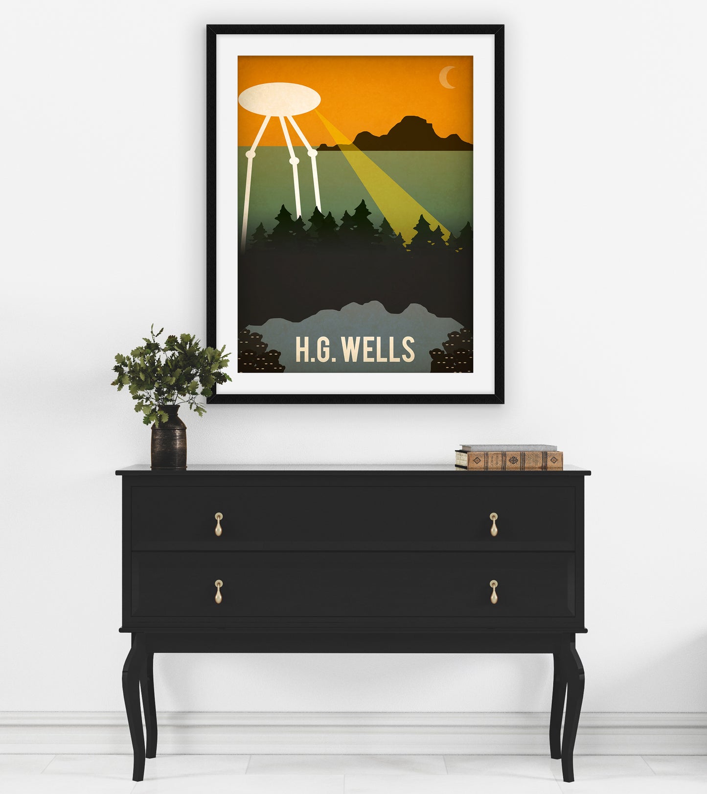 HG Wells Author Art Print, Literary Decor for Home Library
