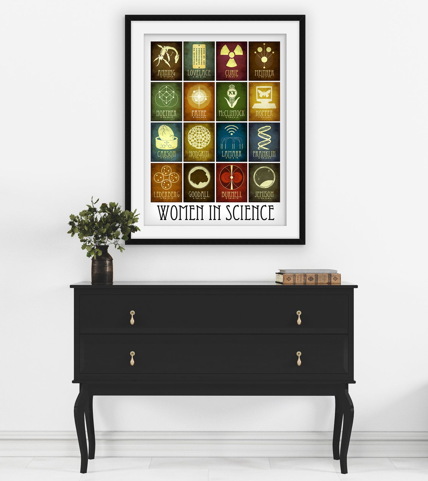 Women in Science Art Print, Mosaic of 16 World Changing Women in STEM