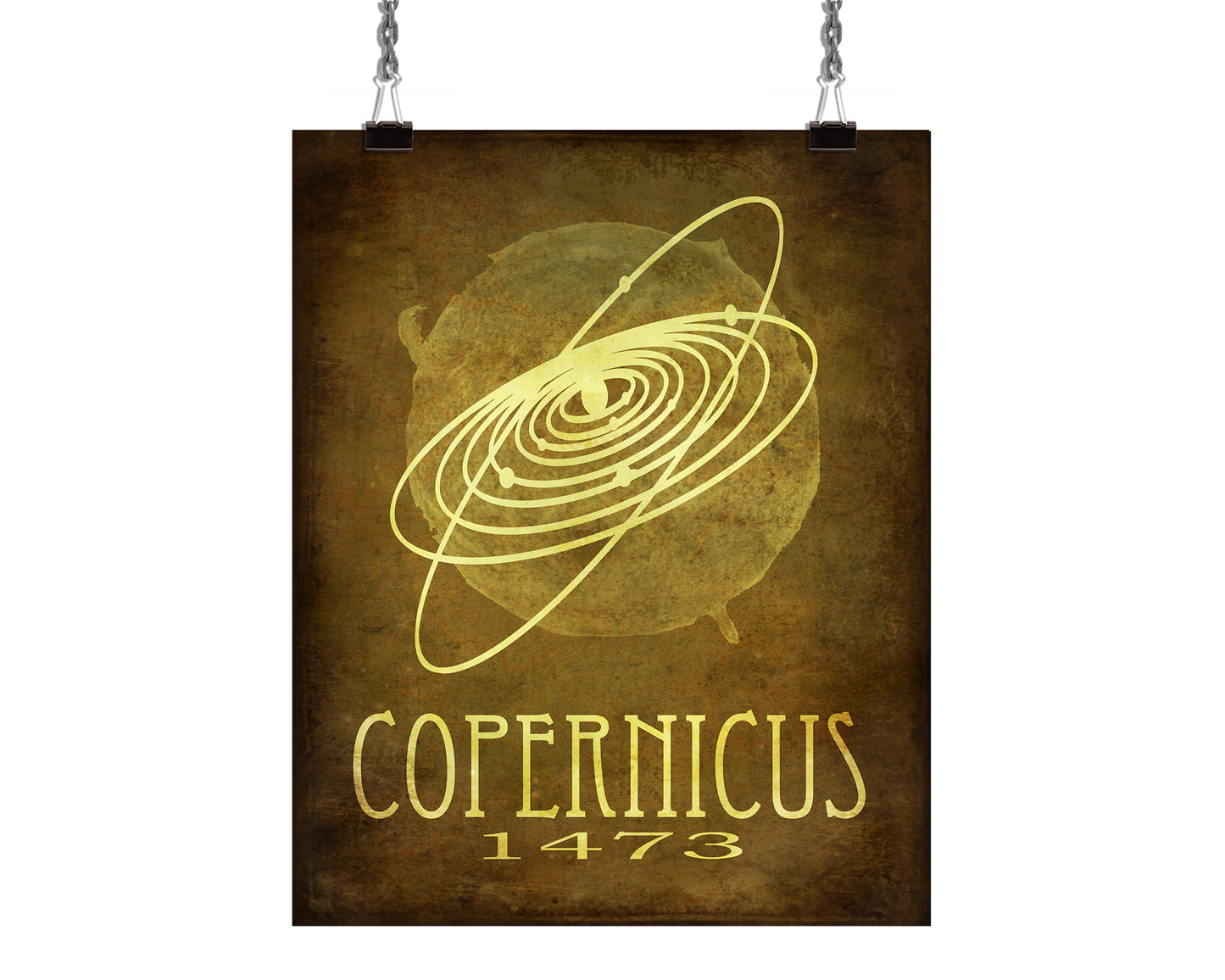 Nicolaus Copernicus Heliocentric Space Art Print, Astronomy and Math