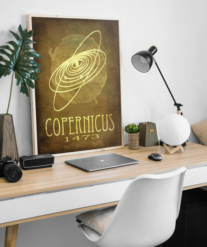 Nicolaus Copernicus Heliocentric Space Art Print, Astronomy and Math