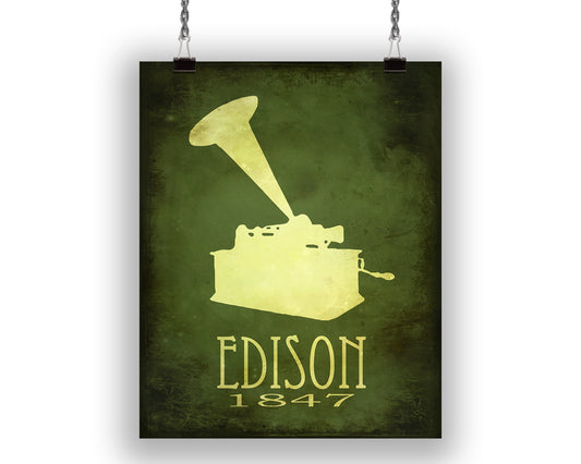 Thomas Edison Scientist Art Print, Inventor Decor