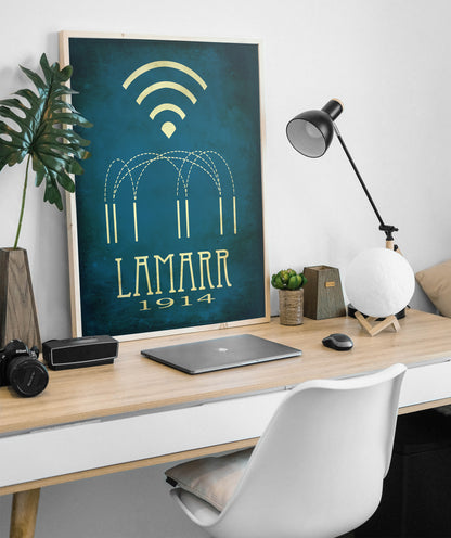 Lamarr WiFi Invention Art Print, Hedy Lamarr Inventor Decor