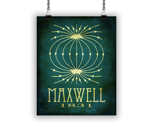 James Maxwell Electromagnetic Science Art Print, Physics Decor