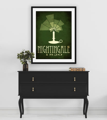 Florence Nightingale Lady with the Lamp Art Print, Nursing and Medical Decor