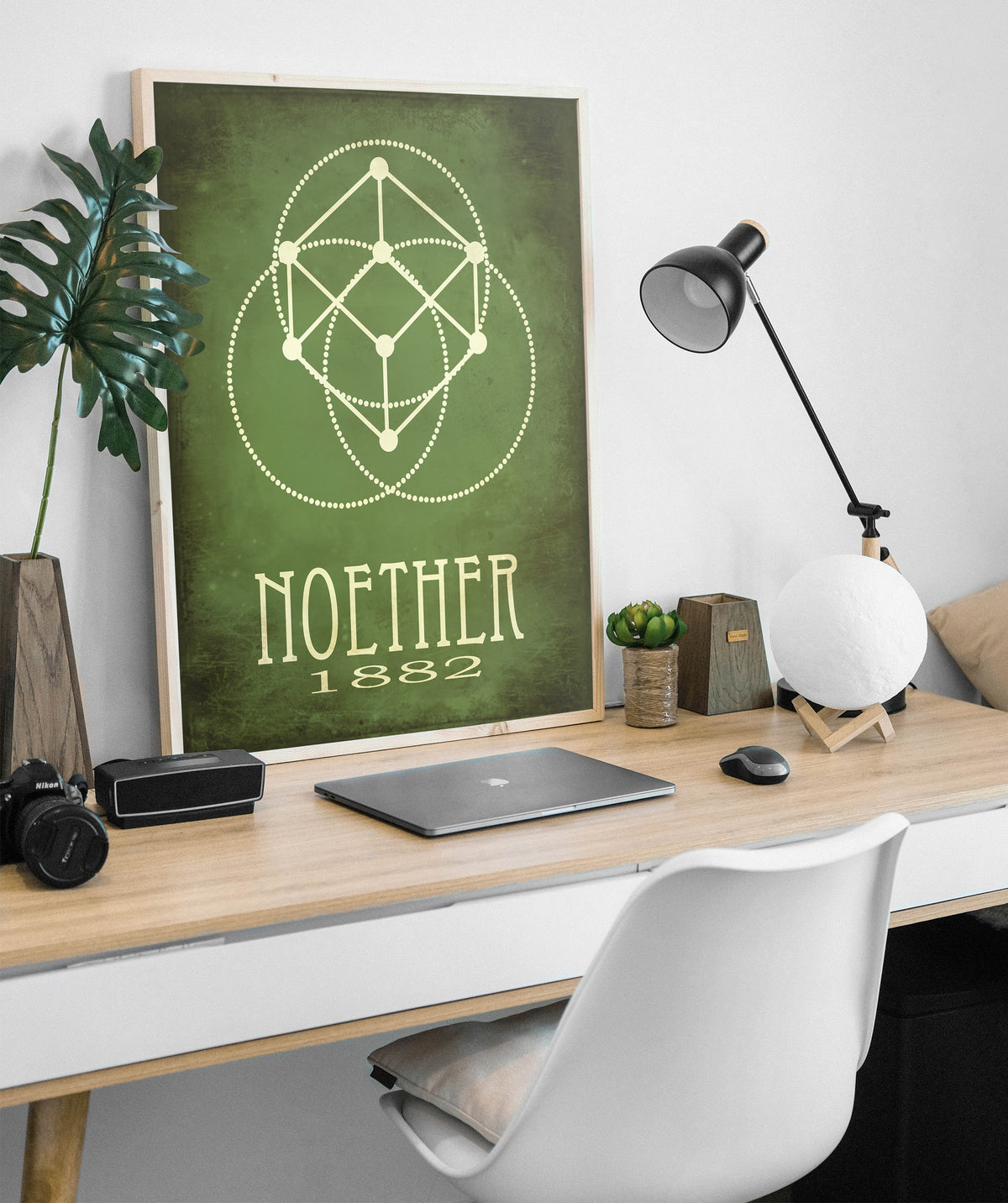 Office desk with Emmy Noether's Theoretical Physics materials
