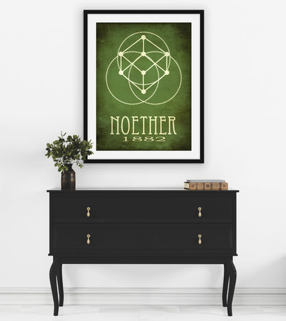 Emmy Noether Geometric Art Print, Theoretical Physics and Math Decor