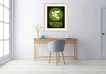 Alfred Wegener Pangea Art Print, Geology and Earth Science Decor